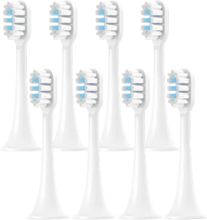 Replacement Brush Head Compatible with XIAOMI MIJIA T300/T500/T700 Sonic Electric Toothbrush Heads Soft Bristle Nozzle Deep Clean(8 pcs White Blue)