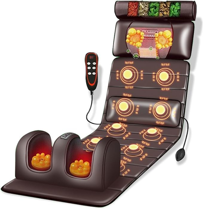 Beloving Full Body Massage Mat with Heat and Vibration 10-Node Back Massager with Foot Roller &amp Neck Pillow Multi-Zone Heating Pad for Muscle Relax at Home or Office