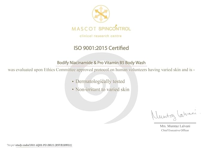 Niacinamide &amp Pro-Vitamin B5 Skin Conditioning Body Wash 250 Ml | Silky Smooth Skin | Paraben Free | All Skin Types