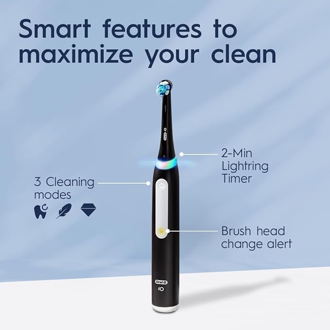 Oral-B Rechargeable Electric Toothbrush iO3 Clean &amp Protect 3 Cleaning Modes Visual Pressure Sensor to Protect Gum Black