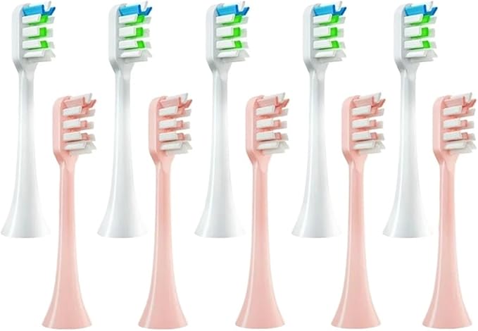 12pcs Brush Sonic Toothbrush Soft Bristle NozzlesCompatibility for X3/X3U/X5 Replacement Heads Clean Tooth(6White with 6Pink)