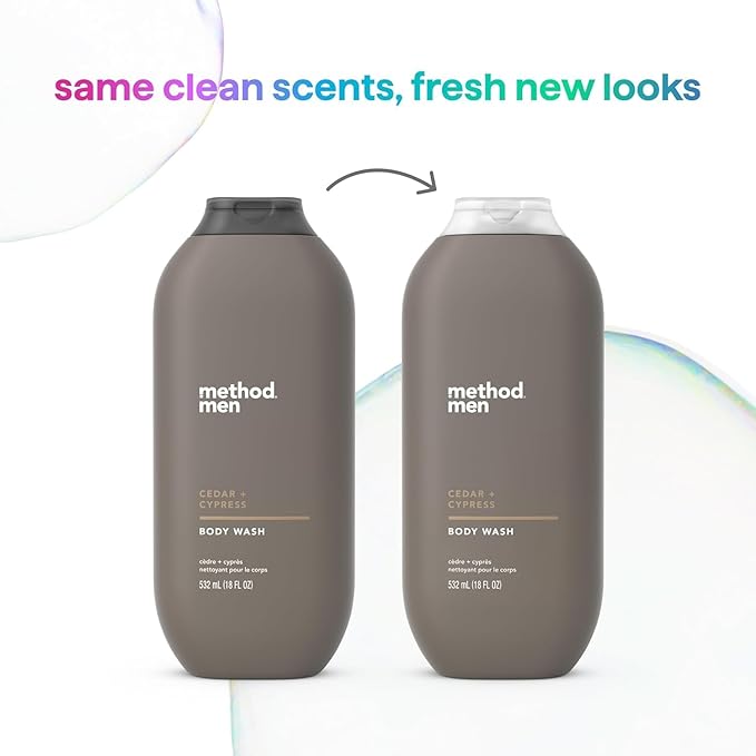 Method Men Body Wash Cedar + Cypress Paraben and Phthalate Free 18 FL Oz (Pack of 6)