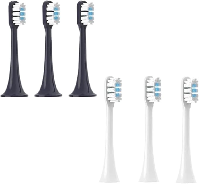 Replaceable Brush HeadsCompatible for XIAOMI MIJIA T301 T302 Soft Clean Bristle(3 White 3 Blue)