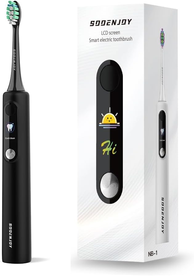 NB-1 LCD Screen Electirc Toothbrush5 Modes 5 intensities &amp DIY ModeRechargeable Sonic Electric Power Toothbrush for AdultBlack