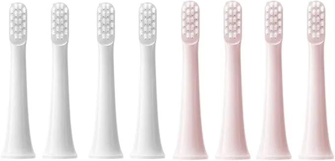 8PCS Compatible for XIAOMI MIJIA T100 Replacement Brush Heads Sonic Electric Toothbrush Vacuum Soft Bristle Suitable Nozzles(4White 4Pink)