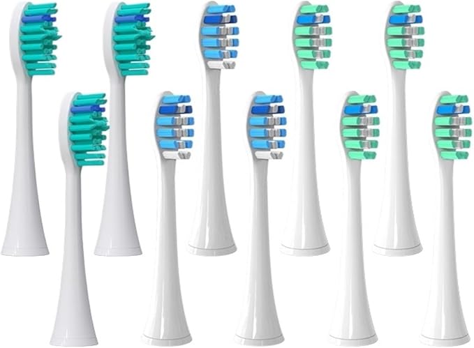 Replacement Brush Heads 10PCSCompatible for HX3/6/8/9 Sonic Electric Toothbrush Soft Vacuum Nozzles(Mixed Packaging)