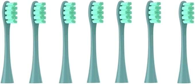 Compatible For OcleanFlow/X/X PRO/ Z1/ F1/ One/Air 2 /SE Brush Heads Soft DuPont Sonic Toothbrush Vacuum Bristle 7pcs Replacement Heads(7pcs Green)