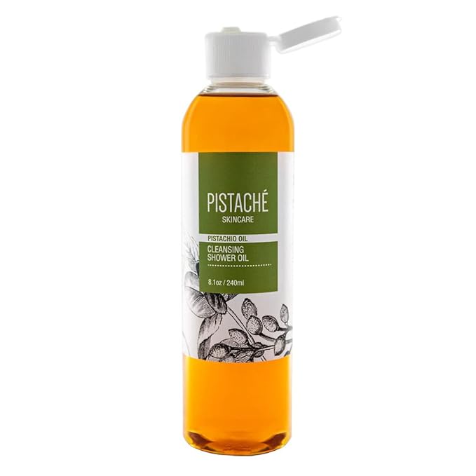 Pistaché Skincare Pistachio Oil Cleansing Shower Oil | Oil-to-Foam Formula | Moisturizing &amp Nourishing Body Wash with Vitamin E &amp Antioxidants 8.1 oz