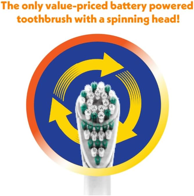 Spinbrush Simply Battery Powered Toothbrush – Medium Bristles Oscillating Head 4500 Sweeps/Min Ergonomic Handle Electric Toothbrush for Adults