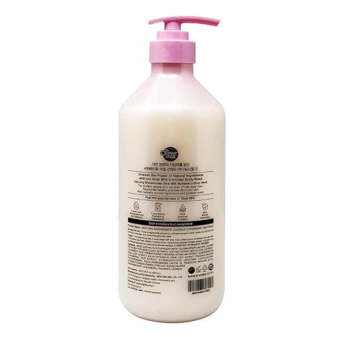 Goat Milk Body Wash Strawberry 27 fl oz / 800 ml (1 Pack)