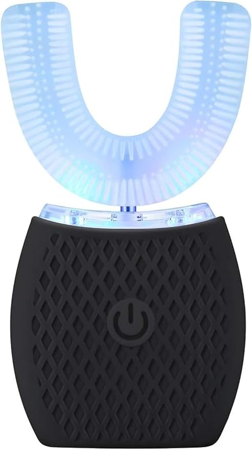 Automatic 360 Sonic Toothbrush Waterproof Rechargeable Portable Electric Ultrasonic Teeth Whitening Brush for Travel and Household (Black)