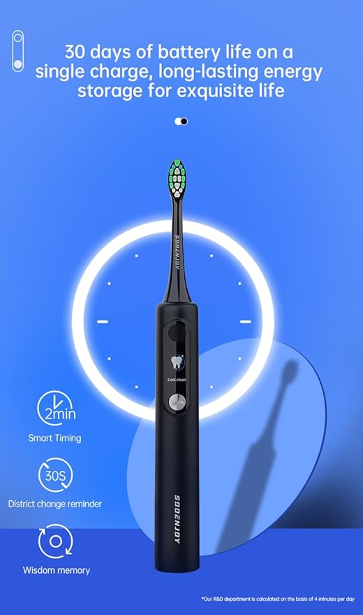 NB-1 LCD Screen Electirc Toothbrush5 Modes 5 intensities &amp DIY ModeRechargeable Sonic Electric Power Toothbrush for AdultBlack