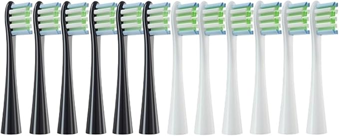 Replacement Brush Heads Soft Bristle Clean Nozzles Compatible for X/X PRO/ Z1/ F1/ One/Air 2 /SE Sonic Electric Toothbrush(6Black6White)