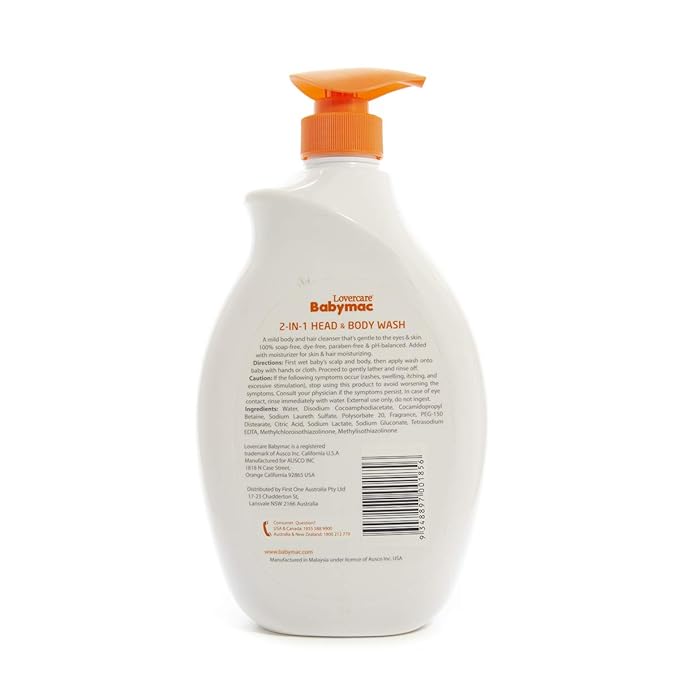 Babymac 2-in-1 Head &amp Body Wash Tear Free 33.8 Fl.oz