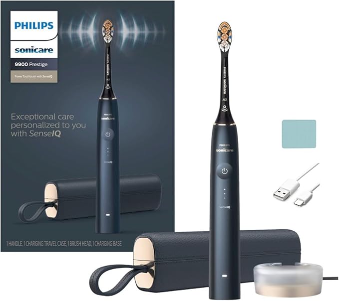 Philips Sonicare Protective Clean 9900 Rechargeable Electric Power Toothbrush Charging Travel Case with USB Charging Soft Brush Head Midnight with Accessories