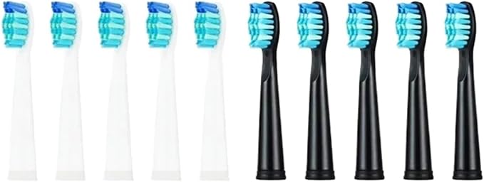 Compatible for Seago Tooth Brush Head Electric Toothbrush Heads Replaceable for SG-507B/908/909/(5 Black 5 White)