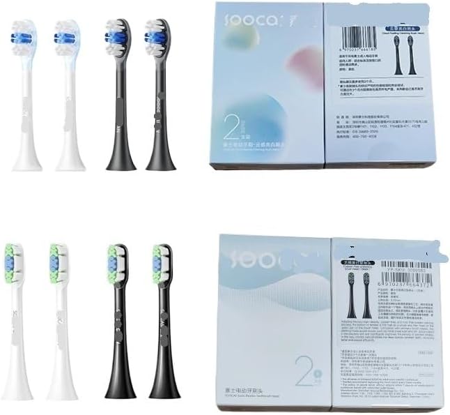 Compatible for SOOCAS Sonic Electric Toothbrush Heads Replacement X1 X3 X3U X5 Teeth Brush(Black 2 pcs)