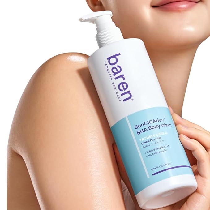 Baren Body Wash with Salicylic Acid – Gentle Exfoliating Cleanser for Sensitive Skin Hydrating and pH-Balanced Sulfate and Paraben Free Korean Skin Care 16.9 fl oz