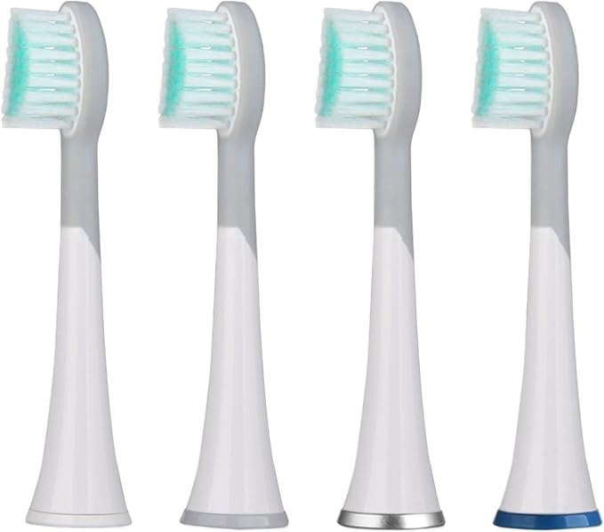 D901/D902 4pcs Rubberied Replacement White Toothbrush Heads with CapsCompatible for D01/D02 Electric(White)