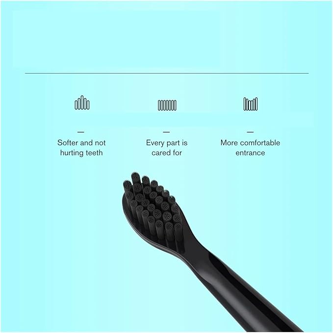 16pcs Replacement Brush Heads for Sonic Electric Toothbrush Soft Head Tips Deep Clean Adults J110 / J209(16pcs Black Head)