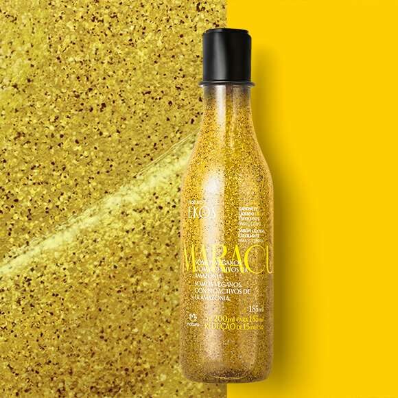 Natura - Passion Fruit Soothing Exfoliating Shower Gel - Maracujá Oil &amp Seed Scrub Vegan Sulfate-Free pH-Balanced Body Exfoliant &amp Cleanser - Body Wash - Vegan Skin Care - 6.2 fl oz (185ml)