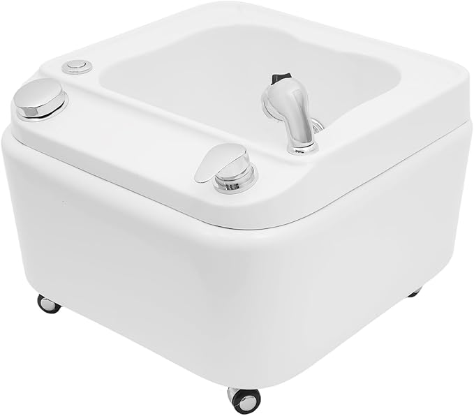 Acrylic Foot Spa Bathtub with 7 Colors LED LightAcrylic Pedicure Basin with Universal Wheels21.65 Inch White Pedicure BowlPortable Foot Spa Tub for Home Salon Spa
