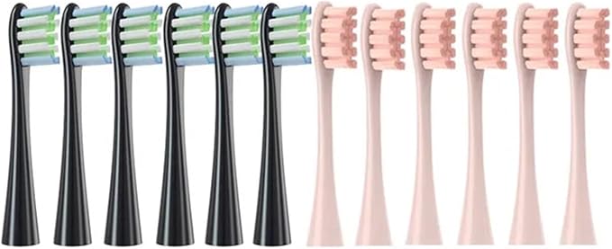 12PCS Replacement Brush Heads Compatible for Oclean X/X PRO/ Z1/ F1/ One/Air 2 /SE Sonic Electric Toothbrush Soft Bristle Nozzles(6Black6Pink)