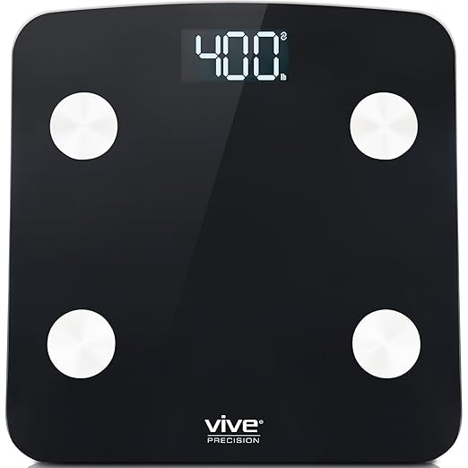 Vive Precision Smart Bathroom Scale for Body Weight (400lbs) - Digital Scale with BMI Body Fat Muscle Mass &amp 10 Extra Measurements - Accurate Home Bath Scale Easy to Read Backlit LCD Display