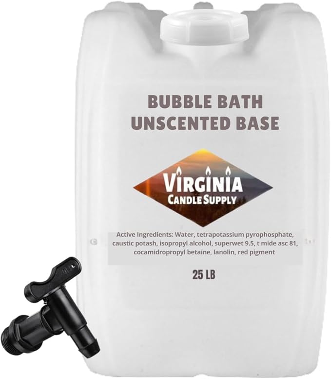 Bubble Bath Unscented Base (25 LB Tote with Spigot) - DIY Make Your Own Bubble Bath at Home - Add Any Fragrance You Desire
