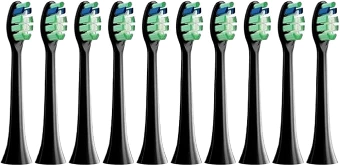 10PCS Replacement Brush Heads Compatible for HX6930 HX6064 Sonic Electric Toothbrush Vacuum Soft Bristle Nozzles(10Black)