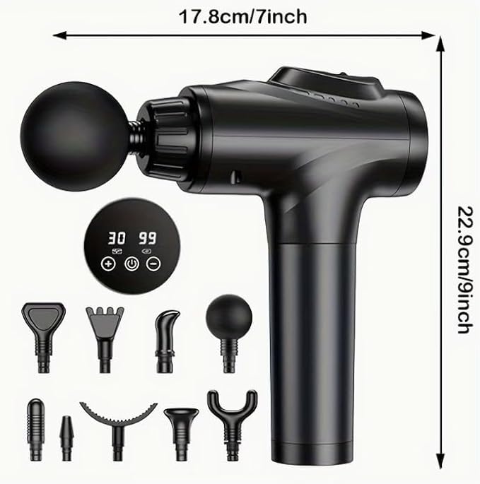 Athlete Massage Gun Deep Tissue Percussion Handheld Massager with 30 Speeds Portable Electric Muscle Massager 2500mAh Battery 9 Heads for Back Neck Shoulder Gift for Him/Her