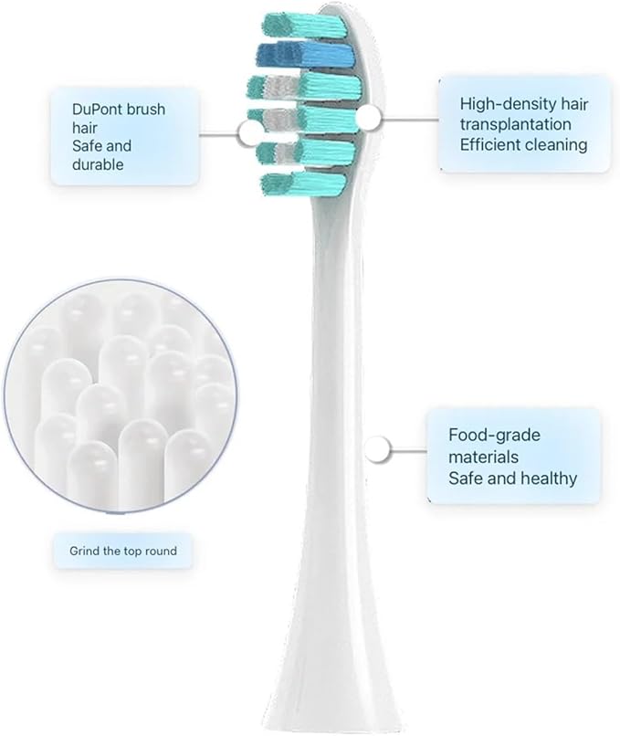 Compatible For Sonicool Electric Toothbrush Head 051B Cleaning Replacement Head DuPont Bristle Replacement Brush Heads Nozzles8/16pcs(8PCS BLACK)