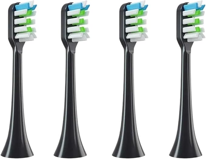 Replacement Brush HeadsCompatible for X3/X3U/X5 4PCS Clean Soft Electric Toothbrush Vacuum Nozzles Bristle(4Black)