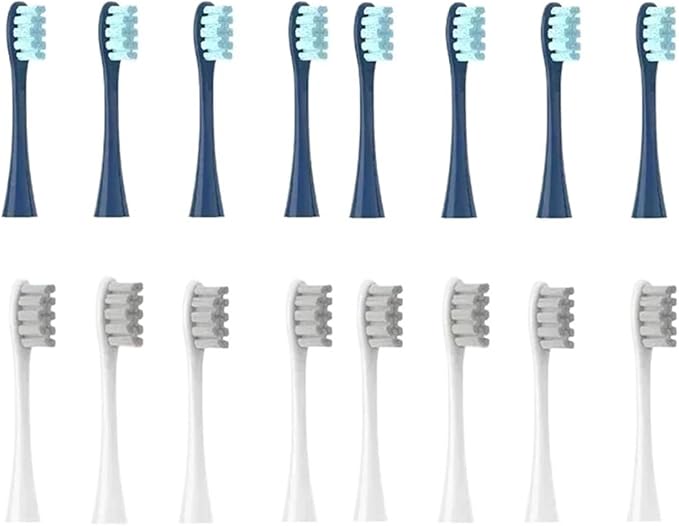 Replacement Brush HeadsCompatible for Oclean X/X PRO/Air 2 /SE / Z1/ F1/ OneDuPont Deep Cleaning Nozzles Sonic Soft(8darkblue 8grey)
