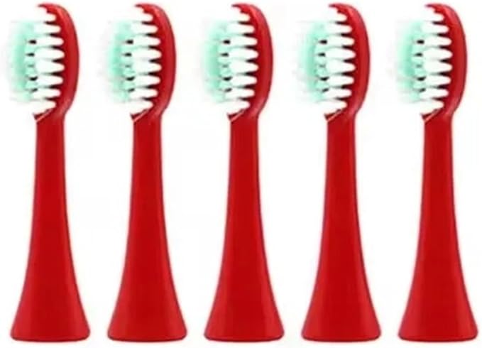 5pcs Soft Brush Heads Original Replacement for Children's Smart Sonic Electric Toothbrush Accessories(Red 5pcs Head)