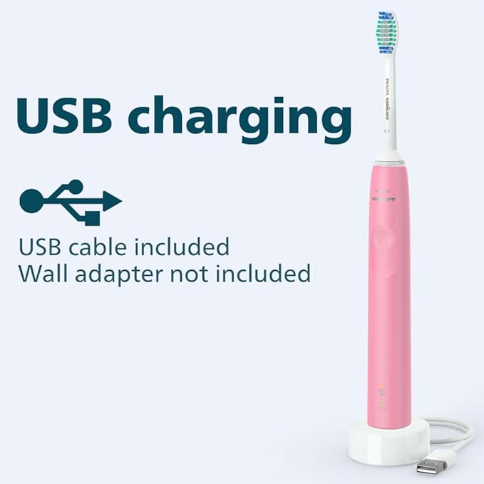 Philips Sonicare 3100 Power Toothbrush Rechargeable Electric Toothbrush with Pressure Sensor Deep Pink HX3681/06