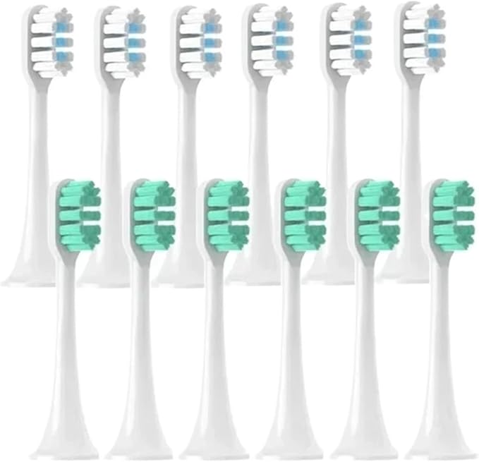 Compatible for XIAOMI MIJIA 4/12PCS Replacement Brush Heads - T300/T500/T700 Sonic Tooth Soft Bristle Vacuum Package(6White 6Green)