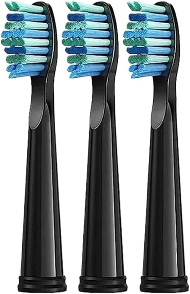 Replacement Toothbrush Heads Compatible for Seago SG-575/507B/551/958/908/909/917/610/659/719/910/548 Electric Toothbrush(Black 3pcs)