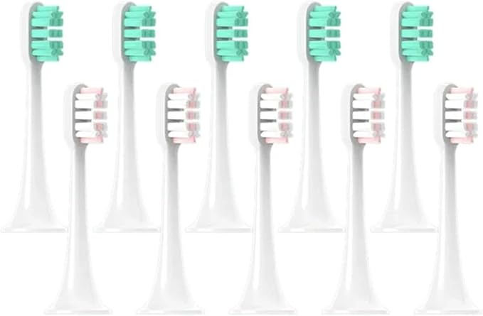Replacement Brush HeadsCompatible for Xiaomi T300/T500/T700 Sonic Electric Toothbrush Soft Bristle Nozzles with Caps Sealed Package(5Pink 5Green)
