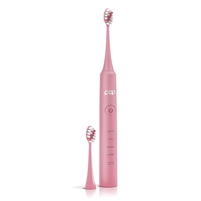 Pop Sonic Pro 2.0 Electric Toothbrush (Pink) Rechargeable Sonic Toothbrush with 45000 Vibrations Per Minute &amp 4 Cleaning Modes for Adults &amp Kids with Long Lasting Dupont Nylon Bristles