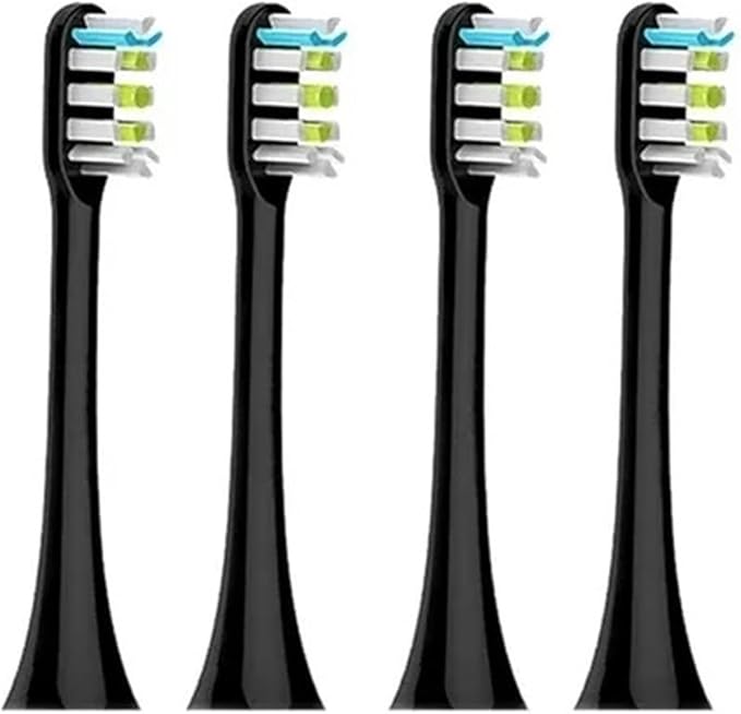 Sonic Electric Toothbrush HeadsCompatible for Xiaomi SOOCAS X3 X5 X3U X1 V1 V2 Replacement Nozzles with Anti-dust Cap(4pcs Black)