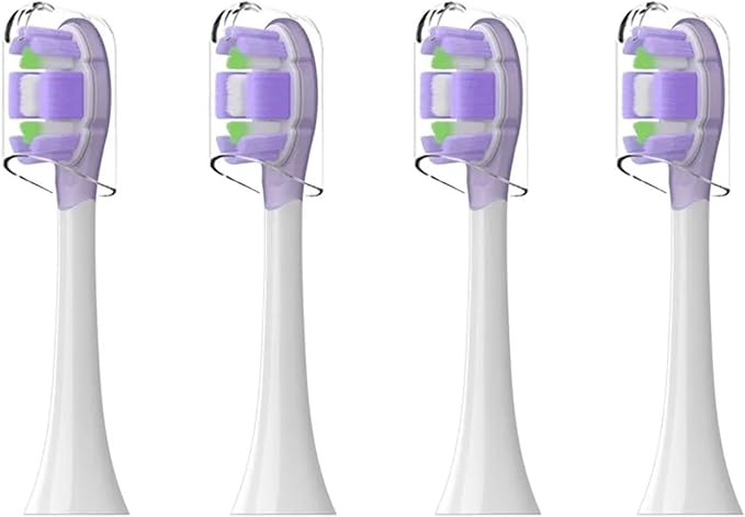 4PCS Replacement Brush HeadsCompatible For Xiaomi Oscillation Electric Toothbrush ProMES610 MES609 Toothbrush Head Soft Bristle(PURPLE)