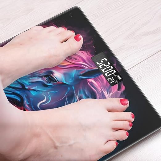Digital Scale for Body Weight Highly Precision Bathroom Weight Scale 400 lbs with Backlit Display Personalized Scale for Home-Elegant Colorful Horse Head with Flowing Mane