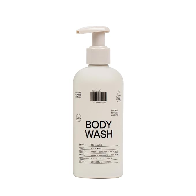 DedCool Body Wash | Xtra Milk | Shea Butter Aloe &amp Snow Mushroom | Hydrating Non-Toxic Vegan | Bergamot White Musk &amp Amber | 8.5 fl oz