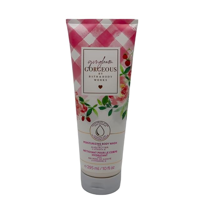 Bath &amp Body Works GINGHAM GORGEOUS Moisturizing Body Wash 2-piece Gift Set with a Red Bow for Holiday - 10 fl oz each