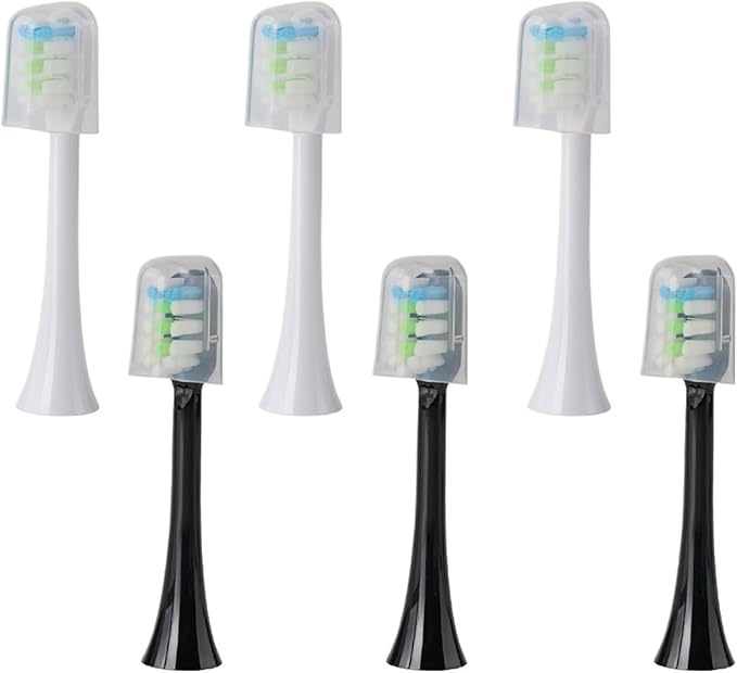 Replacement Brush Heads Compatible for SOOCAS X3U/X3Pro/X5/V1/D2/D3 6/12pcs Bristle Electric Toothbrush Sealed Packed(SHUSHI-WH3BK3)