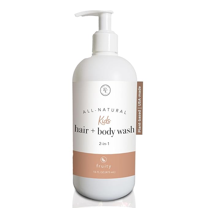 Rowe Casa Organics 2-in-1 Kids Hair &amp Body Wash with Therapeutic Essential Oils – Fruity Kids Shampoo &amp Body Wash with Sweet Bright &amp Uplifting Scent – 16 Fl. Oz