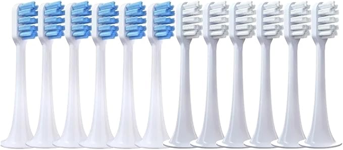 12PCS Compatible for XIAOMI MIJIA T300/T500/T700 Replacement Brush Heads Sonic Electric Tooth Soft Bristle Caps Vacuum Package Nozzles(6BlueJ6White)