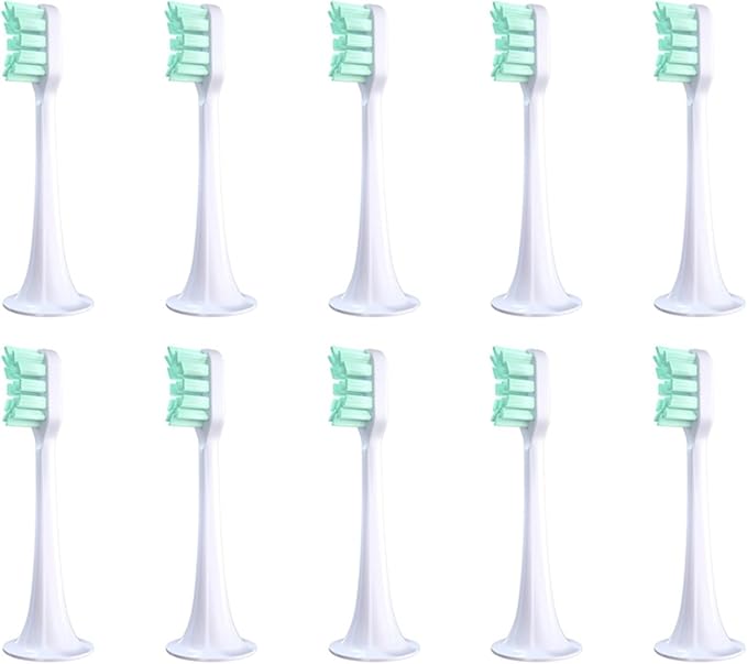 Compatible for 10pcs T300/500 Replacement Brush Heads Toothbrush VacuumBristle Suitable Nozzles(10pcs Green)