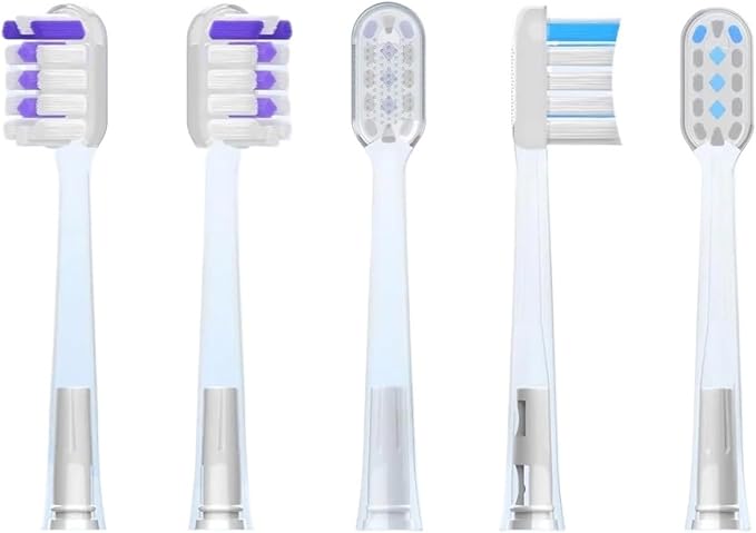 10 Pcs Replacement Toothbrush HeadsCompatible for Laifen Wave Electric Transparent(5blue 5violet)